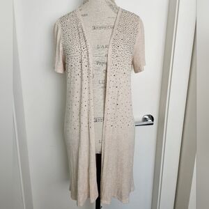 Rhinestone Short Sleeve Duster Cardigan